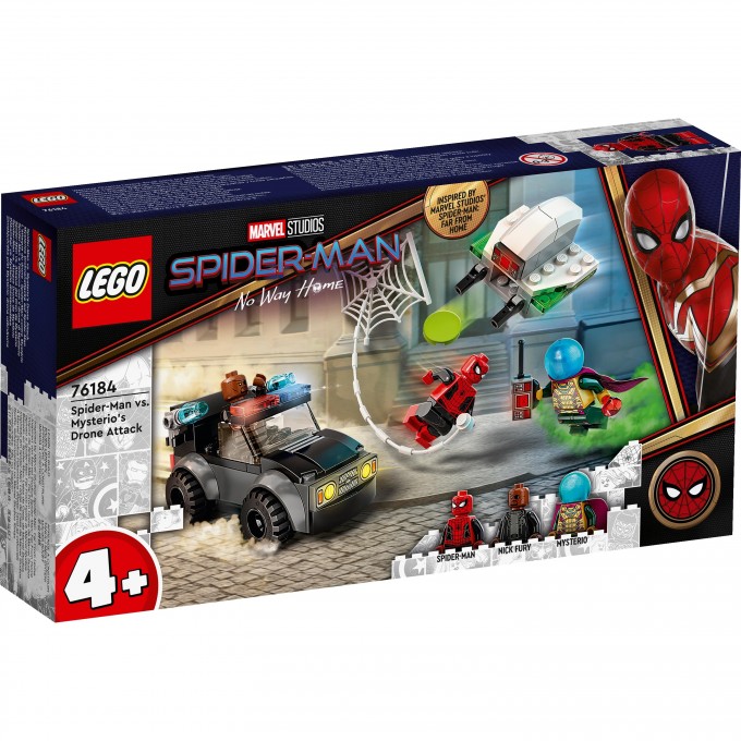 Конструктор детский LEGO MARVEL SUPER HEROES ЧЕЛОВЕК-ПАУК ПРОТИВ АТАКИ ДРОНОВ МИСТЕРИО 76184